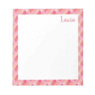 Pink and Red Patchwork Pattern Name Notepad