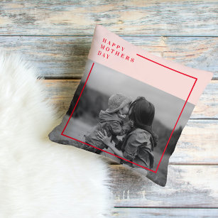 Pink and Red Photo Mother's Day Gift Outdoor Pillow