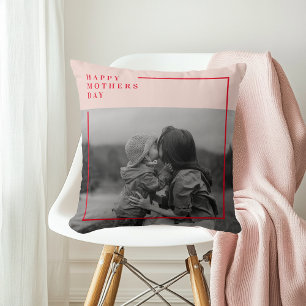  Pink and Red Photo Mother's Day Gift Throw Pillow