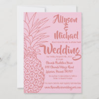 Pink and Red Pineapple Beach Wedding Invitation
