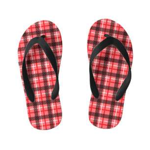 Pink and Red Plaid Kid's Flip Flops