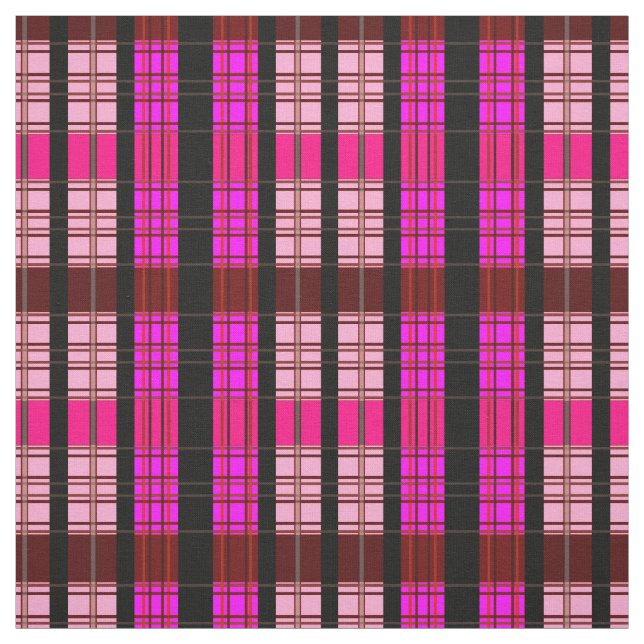 Pink and Red Plaid Pattern Fabric (Swatch)