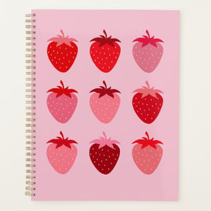 Pink And Red Preppy Aesthetic Strawberries Planner