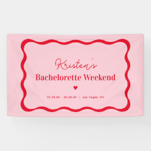 Pink and Red Retro Bachelorette Party Banner