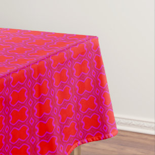 Pink and red retro patterned tablecloth