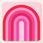 Pink And Red Retro Rainbow Square Paper Coaster<br><div class="desc">Cute Rainbow Arch - Pink and Red - Colourful Gradient.</div>