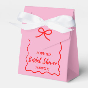 Pink And Red Retro Wavy Border Bridal Shower  Favor Box