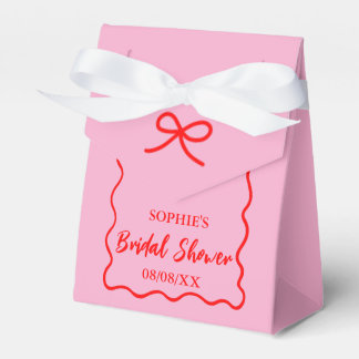 Pink And Red Retro Wavy Border Bridal Shower  Favor Box