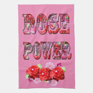 Pink And Red Rose Power, Kitchen Towel