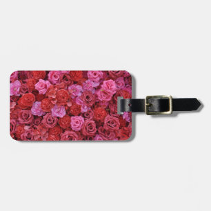 Pink and red roses floral pattern luggage tag