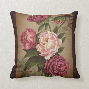 Pink And Red Roses Painting Throw Pillow