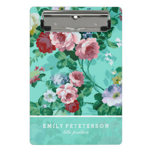 Pink And Red Roses Pattern Mini Clipboard