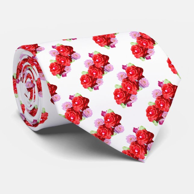 Pink And Red Roses, Tie (Rolled)
