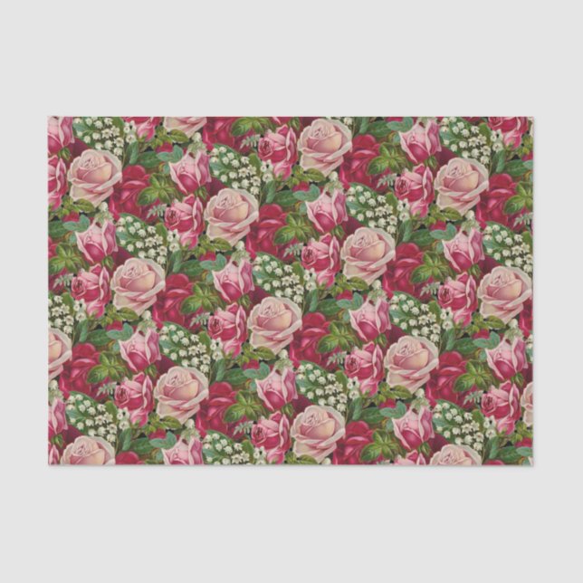 Pink and Red Roses Tissue Paper (Front)