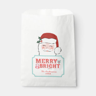 Pink and Red Santa Merry & Bright Favour Bag