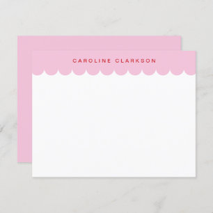 Pink and red Scallop Border Modern Note card