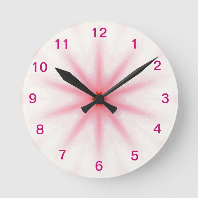Pink and Red Star Wall Clock (Front)