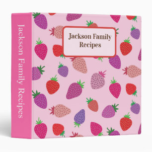 Pink and Red Strawberries Custom Family Recipes  Binder