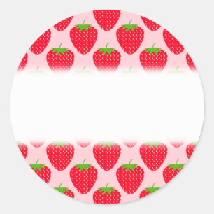 Pink and Red Strawberry Pattern. Classic Round Sticker
