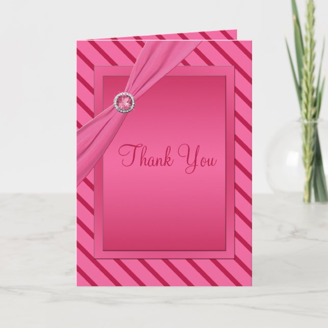 Pink and Red Striped Thank You Card (Front)