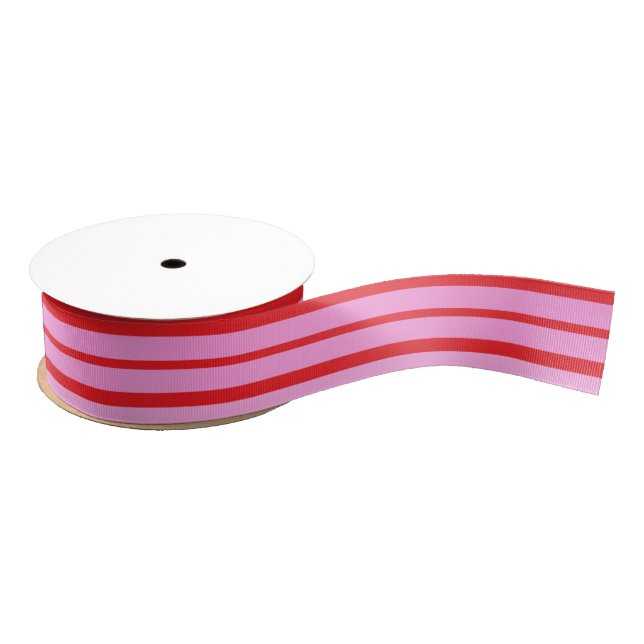 Pink and Red Stripes  Grosgrain Ribbon (Spool)