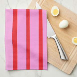 Pink and Red Stripes  Kitchen Towel