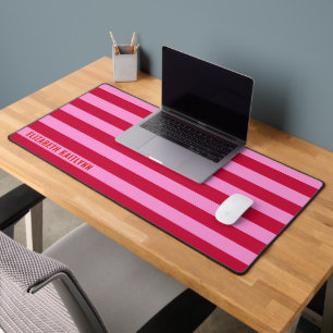 Pink and Red Stripes Pattern Personalized Desk Mat