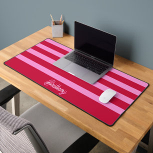  Pink and Red Stripes Pattern Personalized  Desk Mat