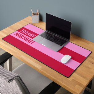  Pink and Red Stripes Pattern Personalized  Desk Mat