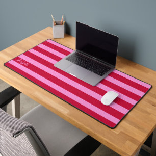 Pink and Red Stripes Pattern Personalized Desk Mat