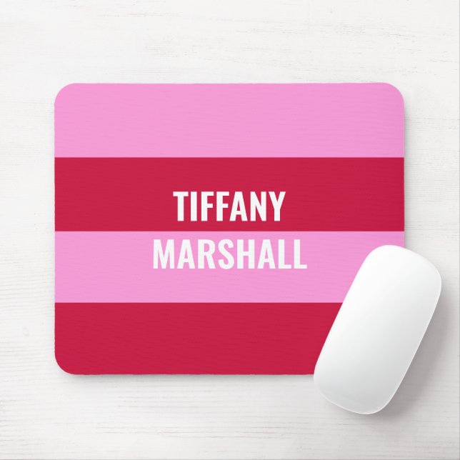  Pink and Red Stripes Pattern Personalized  Mouse Pad (With Mouse)