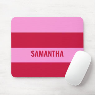 Pink and Red Stripes Pattern Personalized Mouse Pad