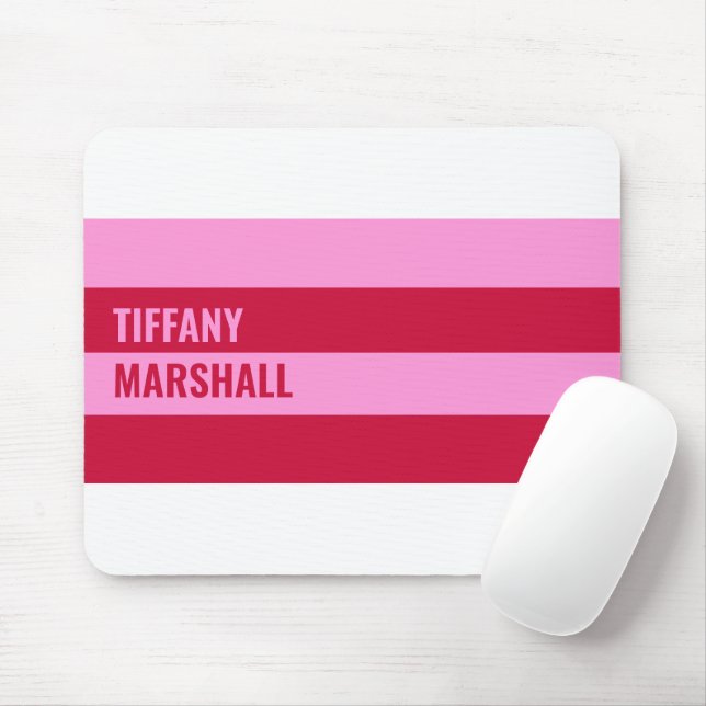  Pink and Red Stripes Pattern Personalized  Mouse Pad (With Mouse)