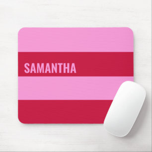 Pink and Red Stripes Pattern Personalized Mouse Pad