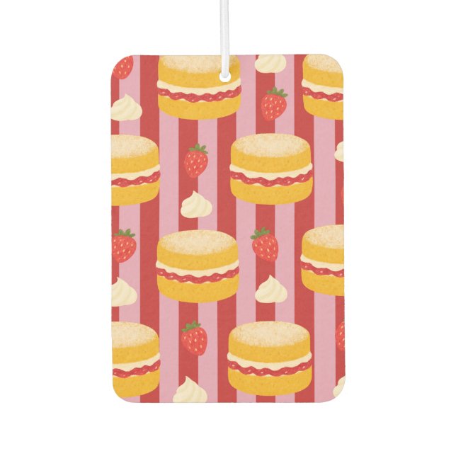 Pink and red stripes with cake pattern  air freshener (Front)