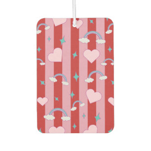 Pink and red stripes with rainbows and hearts air freshener