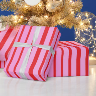 Pink and Red Stripes Wrapping Paper