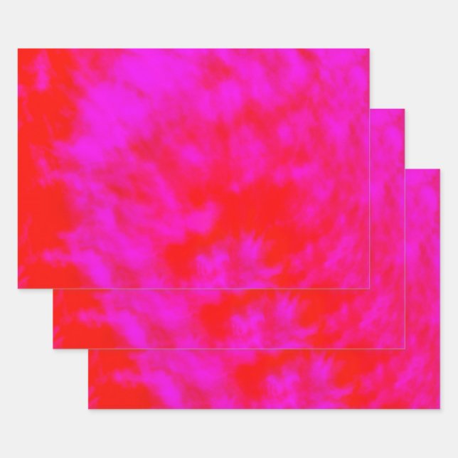 Pink And Red Tie Dyed, Gift Wrap Sheets, (Set)
