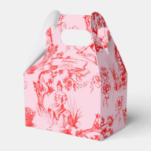 Pink and Red Toile de Jouy Sweet 16 Favor Box