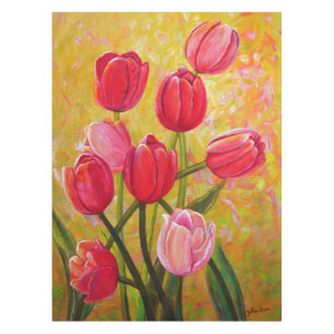 Pink and Red Tulip Arrangement  Tablecloth