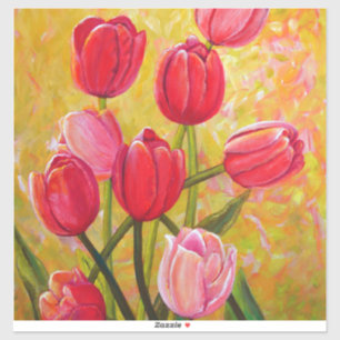 Pink and Red Tulips Painting 