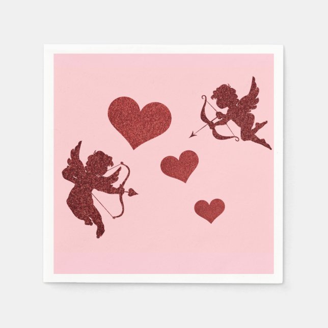 Pink and Red Valentine Paper Napkins (Front)