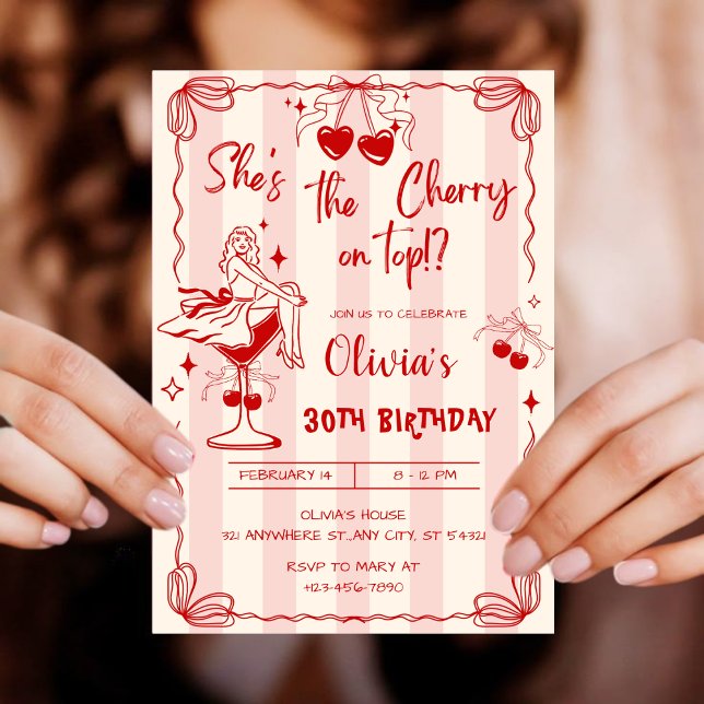Pink and Red Valentines day 30th Birthday Party Invitation (Creator Uploaded)