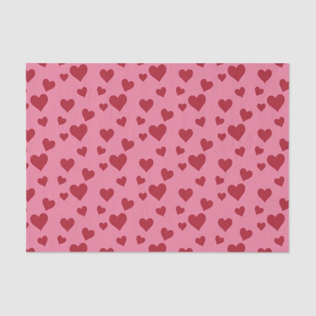 Pink and Red Valentines Love Hearts Decoupage Tissue Paper (Front)