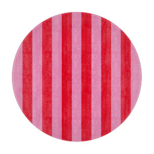 Pink and Red Vertical Stripes Cutting Board