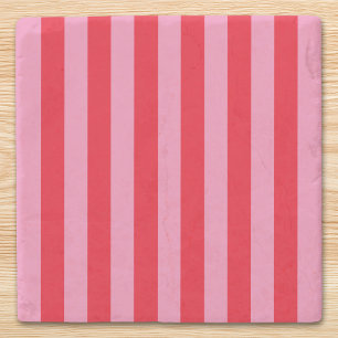 Pink and Red Vertical Stripes Stone Coaster