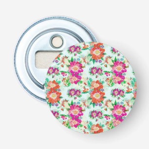 Pink and Red Vintage Floral Pattern Bottle Opener