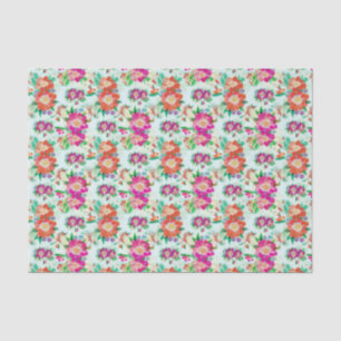 Pink and Red Vintage Floral Pattern Tissue Paper
