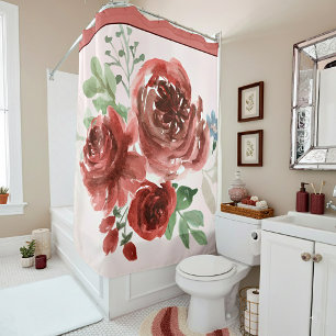 Pink and red watercolor roses