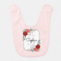 Pink and Red Watercolor Roses Monogram Baby Girl